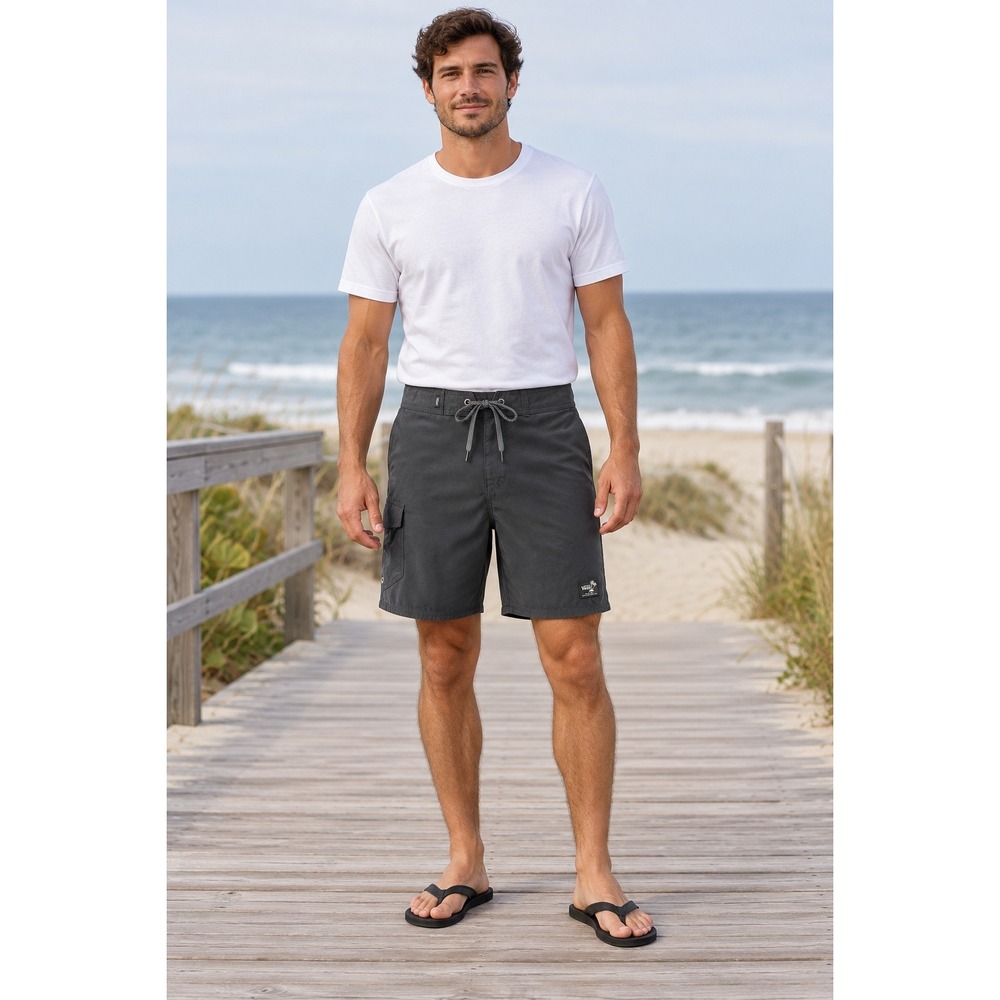 Vans Mens Board Shorts Size 30 Gray Recycled Polyester Swim Trunks Cargo Pocket